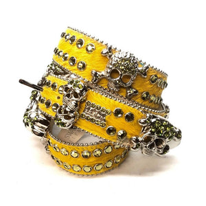 b.b. Simon "Lime Multi Skull" Crystal Belt - Dudes Boutique