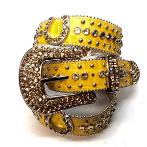 b.b. Simon "Yellow Horseshoe" Crystal Belt - Dudes Boutique