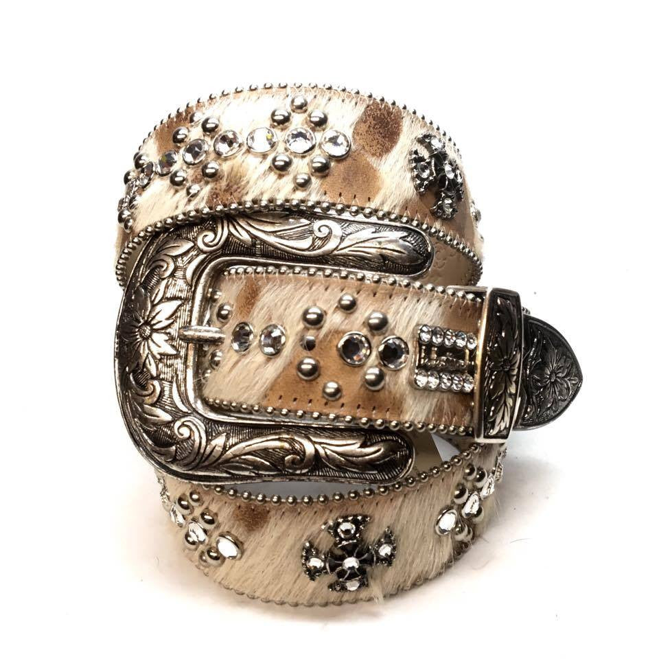 b.b. Simon "Natural Nature" Pony Hair Crystal Belt - Dudes Boutique