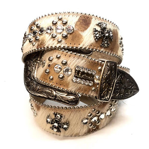 b.b. Simon "Natural Nature" Pony Hair Crystal Belt - Dudes Boutique