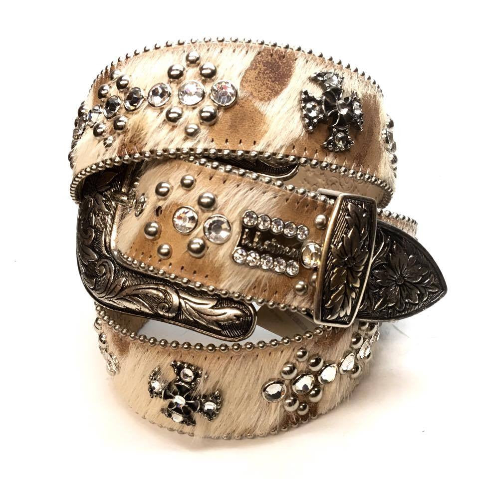 b.b. Simon "Natural Nature" Pony Hair Crystal Belt - Dudes Boutique