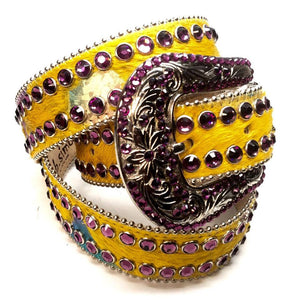 b.b. Simon "Yellow Pony Hair" Swarovski Crystal Belt - Dudes Boutique
