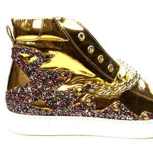Mauri 6133 Nappa Gold 14k Studded High-top Sneakers - Dudes Boutique