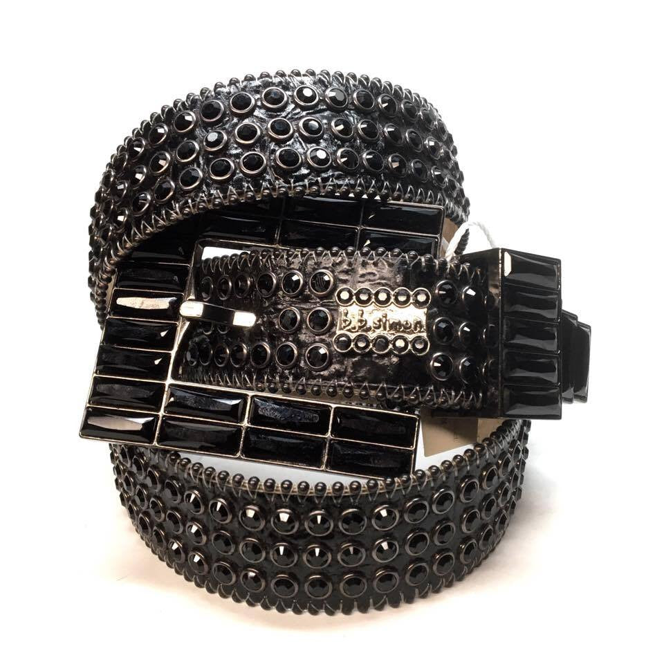 BB SIMON BELT FROSTED BLACK SWAVORSKI CRYSTALS 150$ n its yours pm