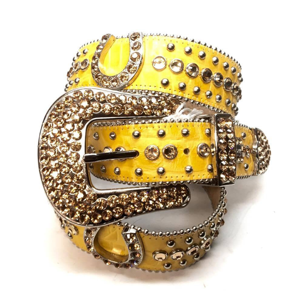 b.b. Simon "Yellow Horseshoe" Crystal Belt - Dudes Boutique