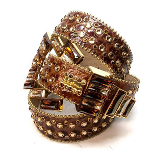 b.b. Simon "Caramel" Crystal Belt - Dudes Boutique