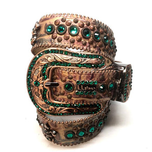 b.b. Simon "Bronze Emerald" Crystal Belt - Dudes Boutique