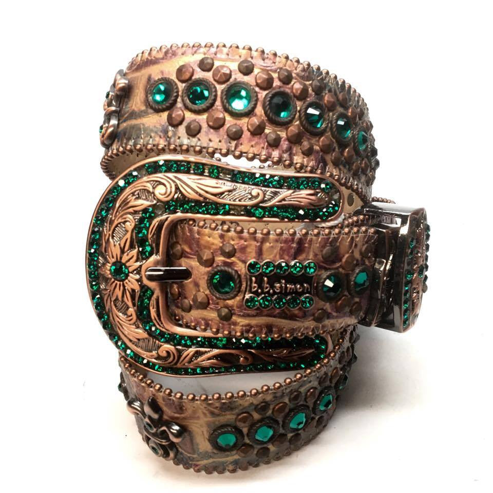 b.b. Simon "Bronze Emerald" Crystal Belt - Dudes Boutique