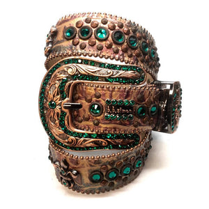 b.b. Simon "Bronze Emerald" Crystal Belt - Dudes Boutique