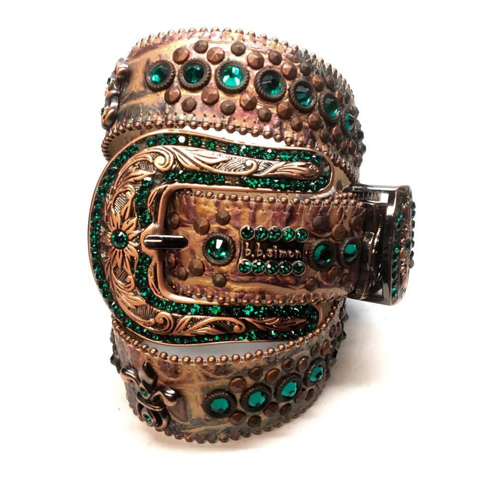 b.b. Simon "Bronze Emerald" Crystal Belt - Dudes Boutique
