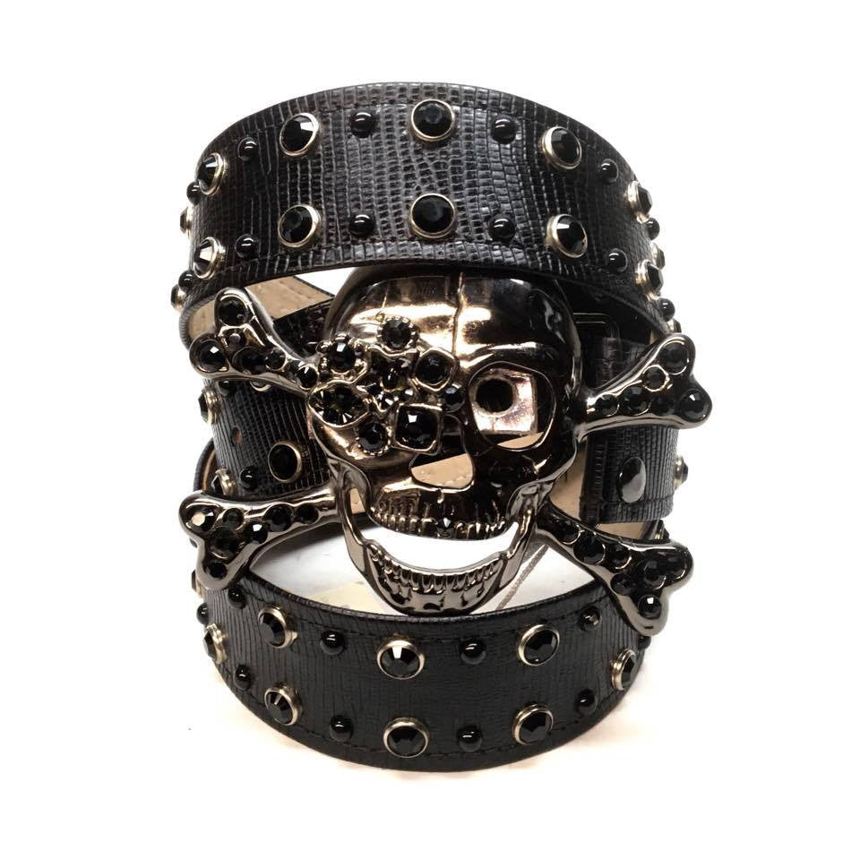 b.b. Simon "Lizard Black Skull" Crystal Belt - Dudes Boutique