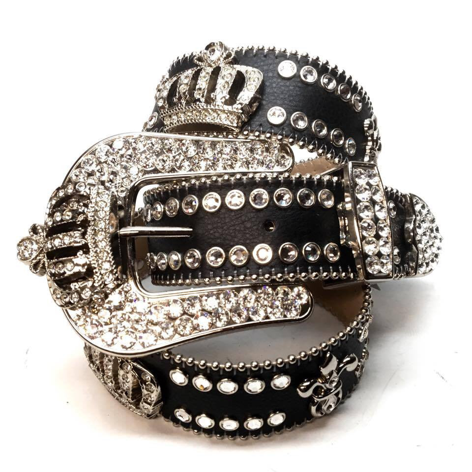 b.b. Simon "Jet Black Crown" Crystal Belt - Dudes Boutique