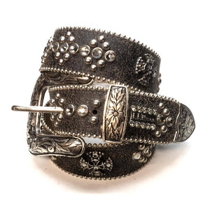 b.b. Simon "Faded Black" Crystal Belt - Dudes Boutique