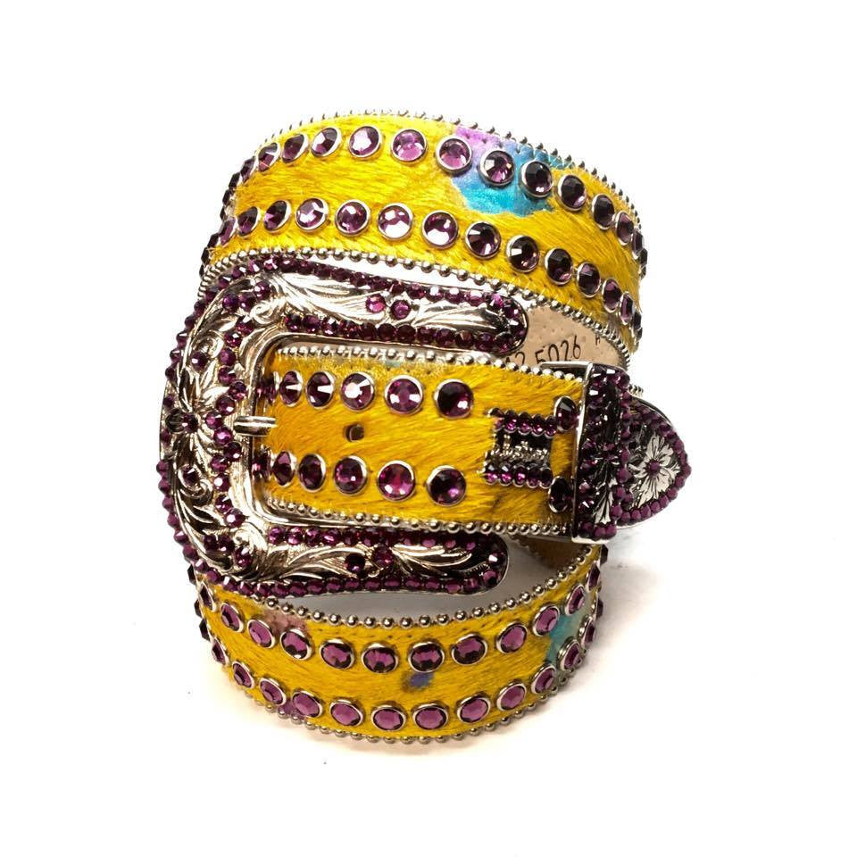 b.b. Simon "Yellow Pony Hair" Swarovski Crystal Belt - Dudes Boutique