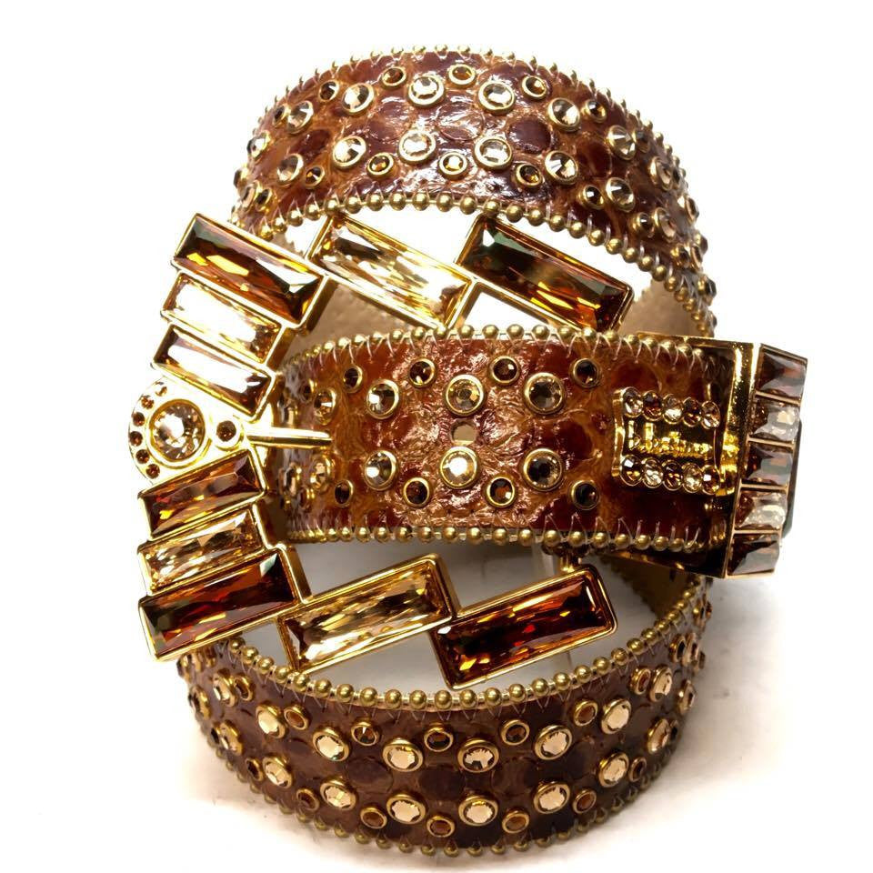 b.b. Simon "Caramel" Crystal Belt - Dudes Boutique