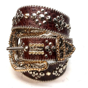 b.b. Simon "Chocolate Brown" Crystal Belt - Dudes Boutique