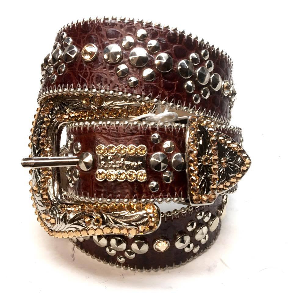 b.b. Simon "Chocolate Brown" Crystal Belt - Dudes Boutique