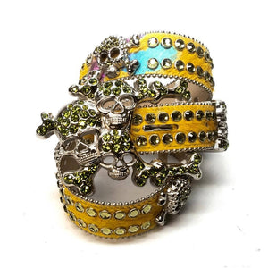 b.b. Simon "Lime Multi Skull" Crystal Belt - Dudes Boutique