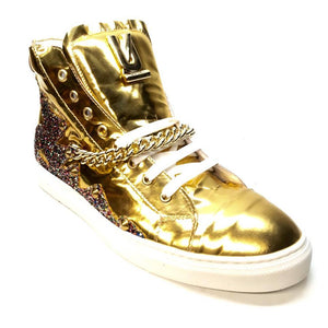 Mauri 6133 Nappa Gold 14k Studded High-top Sneakers - Dudes Boutique