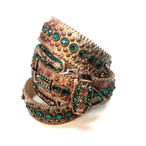 b.b. Simon "Bronze Emerald" Crystal Belt - Dudes Boutique