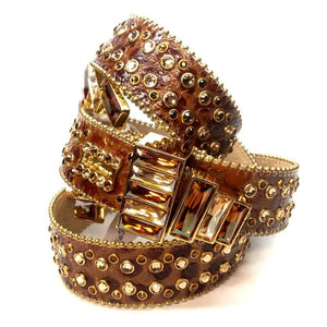 b.b. Simon "Caramel" Crystal Belt - Dudes Boutique
