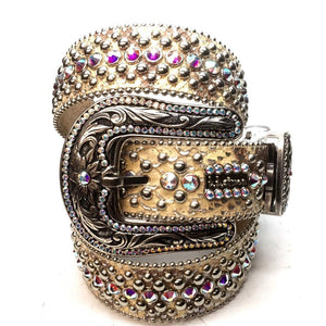 b.b. Simon "Beige Python" Crystal Belt - Dudes Boutique