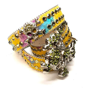 b.b. Simon "Lime Multi Skull" Crystal Belt - Dudes Boutique