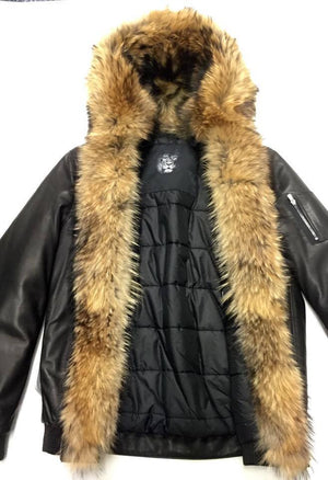 Jakewood Full Fox Black Bomber Jacket - Dudes Boutique