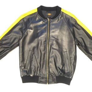 G-Gator Lambskin Varsity Perforated Yellow Jacket - Dudes Boutique