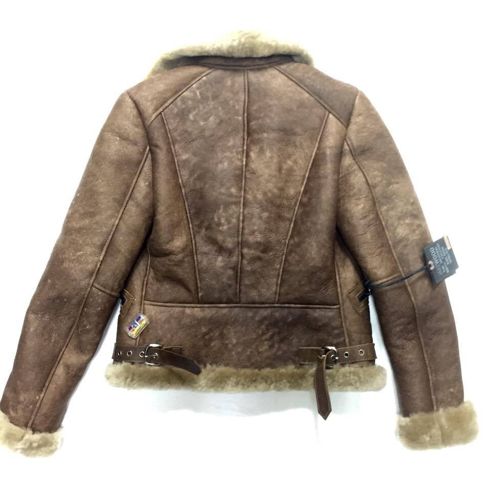 Jakewood ladies chocolate shearling biker bomber jacket