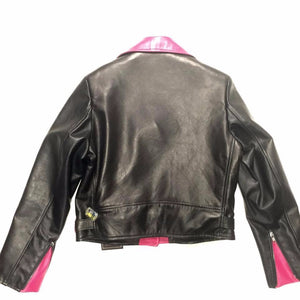 G-Gator Ladies Black & Pink Fox Collar Lambskin Biker Jacket - Dudes Boutique