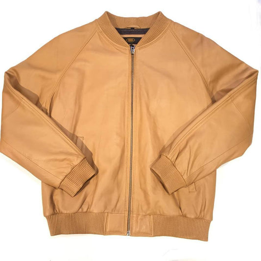 G-Gator tan leather lambskin varsity jacket