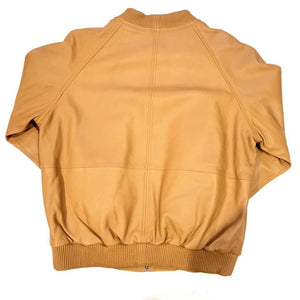 G-Gator Tan Leather Lambskin Varsity Jacket - Dudes Boutique