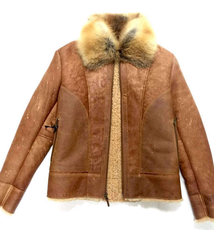 Jakewood Tobacco Red Fox Collar Shearling - Dudes Boutique