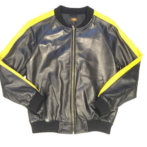 G-Gator Lambskin Varsity Perforated Yellow Jacket - Dudes Boutique
