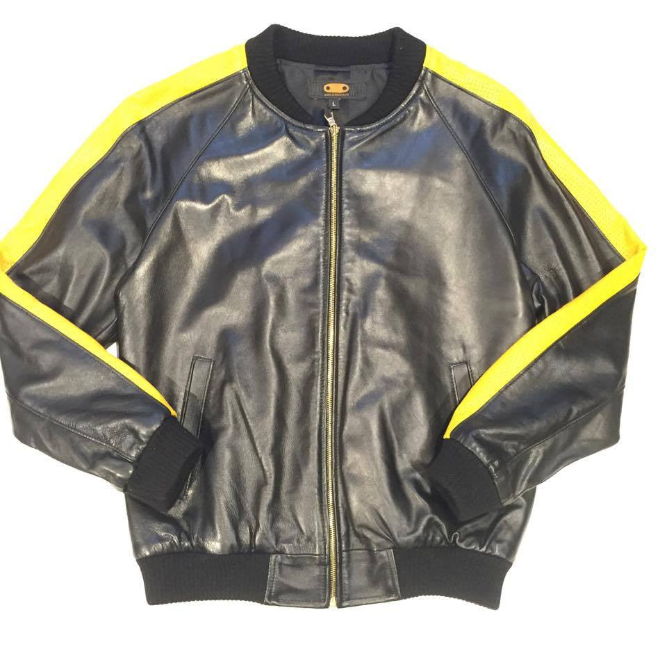 G-Gator Lambskin Varsity Perforated Yellow Jacket - Dudes Boutique