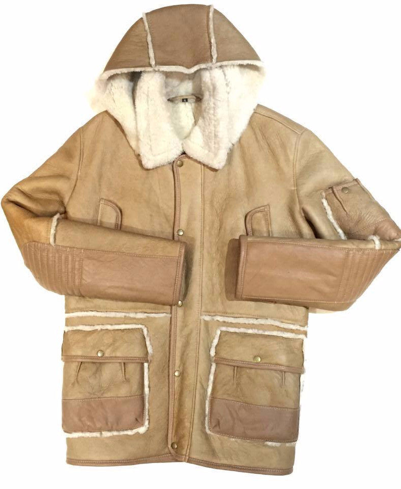 Jakewood - Brown & Cream Shearling With Hood - Dudes Boutique