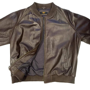 G-Gator Men's Chocolate Leather Lambskin Varsity Jacket - Dudes Boutique