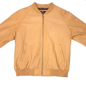 G-Gator Tan Leather Lambskin Varsity Jacket - Dudes Boutique