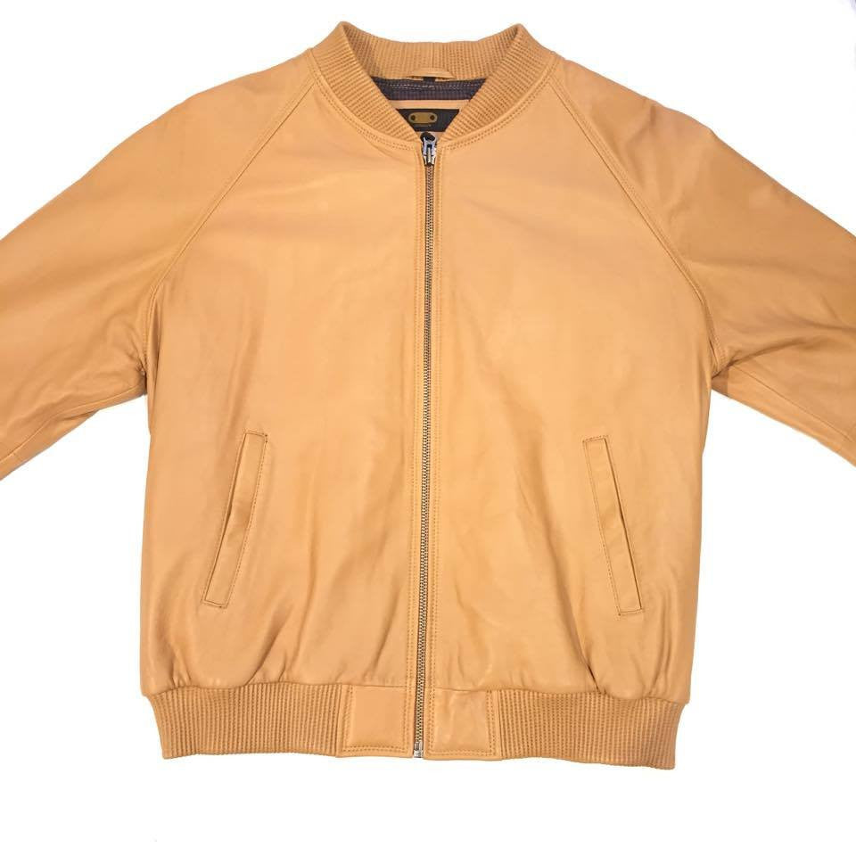 G-Gator Tan Leather Lambskin Varsity Jacket - Dudes Boutique