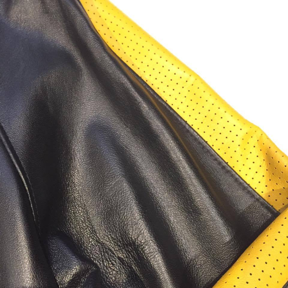 G-Gator Lambskin Varsity Perforated Yellow Jacket - Dudes Boutique