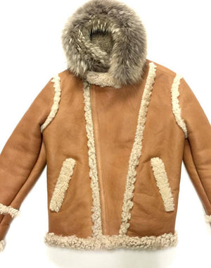 Jakewood Cognac Biker Style Shearling - Dudes Boutique