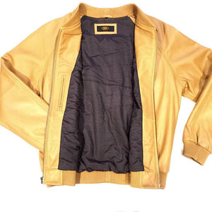 G-Gator Tan Leather Lambskin Varsity Jacket - Dudes Boutique