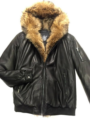 Jakewood Full Fox Black Bomber Jacket - Dudes Boutique