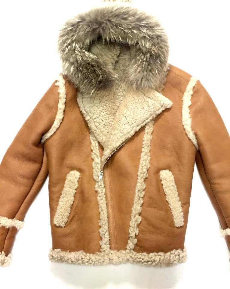 Jakewood Cognac Biker Style Shearling - Dudes Boutique