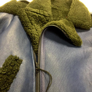 Kashani - Green/Blue Biker Style Shearling Jacket - Dudes Boutique