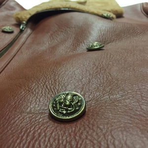 Jakewood Brown Double Breast Biker Style Shearling - Dudes Boutique