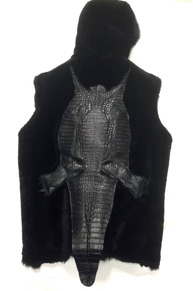 G-Gator Full Alligator Body Hooded Mouton Vest - Dudes Boutique