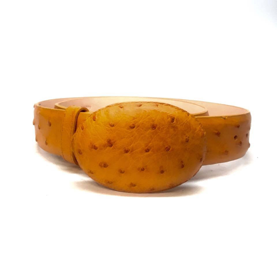 Wild West Boots Mustard Ostrich Belt - Dudes Boutique