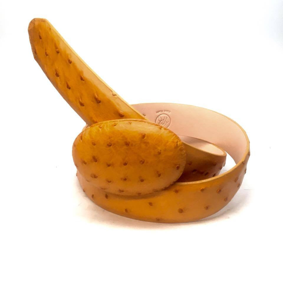 Wild West Boots Mustard Ostrich Belt - Dudes Boutique